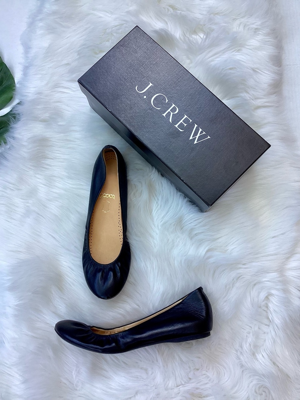 J. Crew CeCe Leather Ballet Flats Black 9.5 w/Box